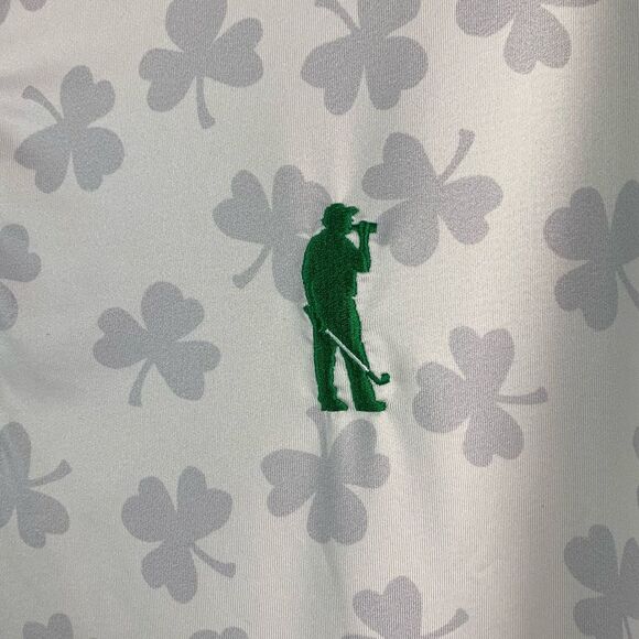 U Suck At Golf Men’s White Fighting Irish Clover Short Sleeve Polo Size Large - Picture 5 of 10